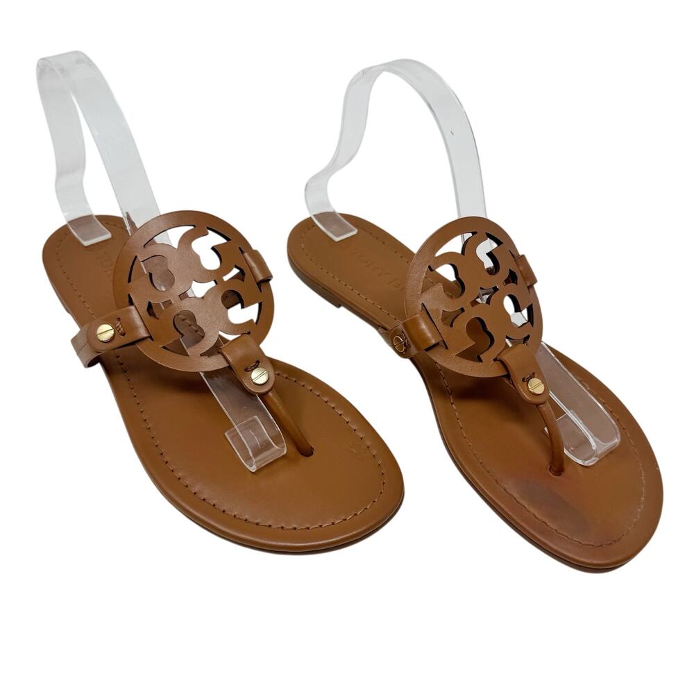 Tory Burch Miller Sandals Women’s Size 9.5 Tan Cognac Leather Thong Flats